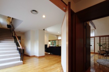 Staircase and living room form entrance hall   Staircase and living room form entrance hall